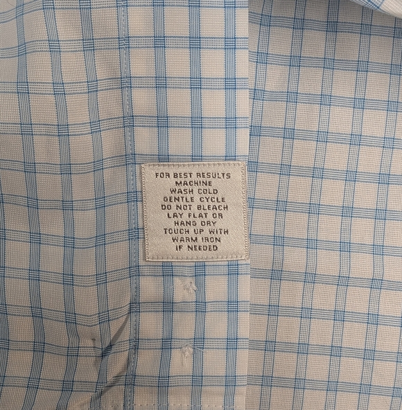 Peter Millar Sky Blue & White Checkered Cotton Button Down Shirt Mens Size 17-43 - Picture 6 of 7